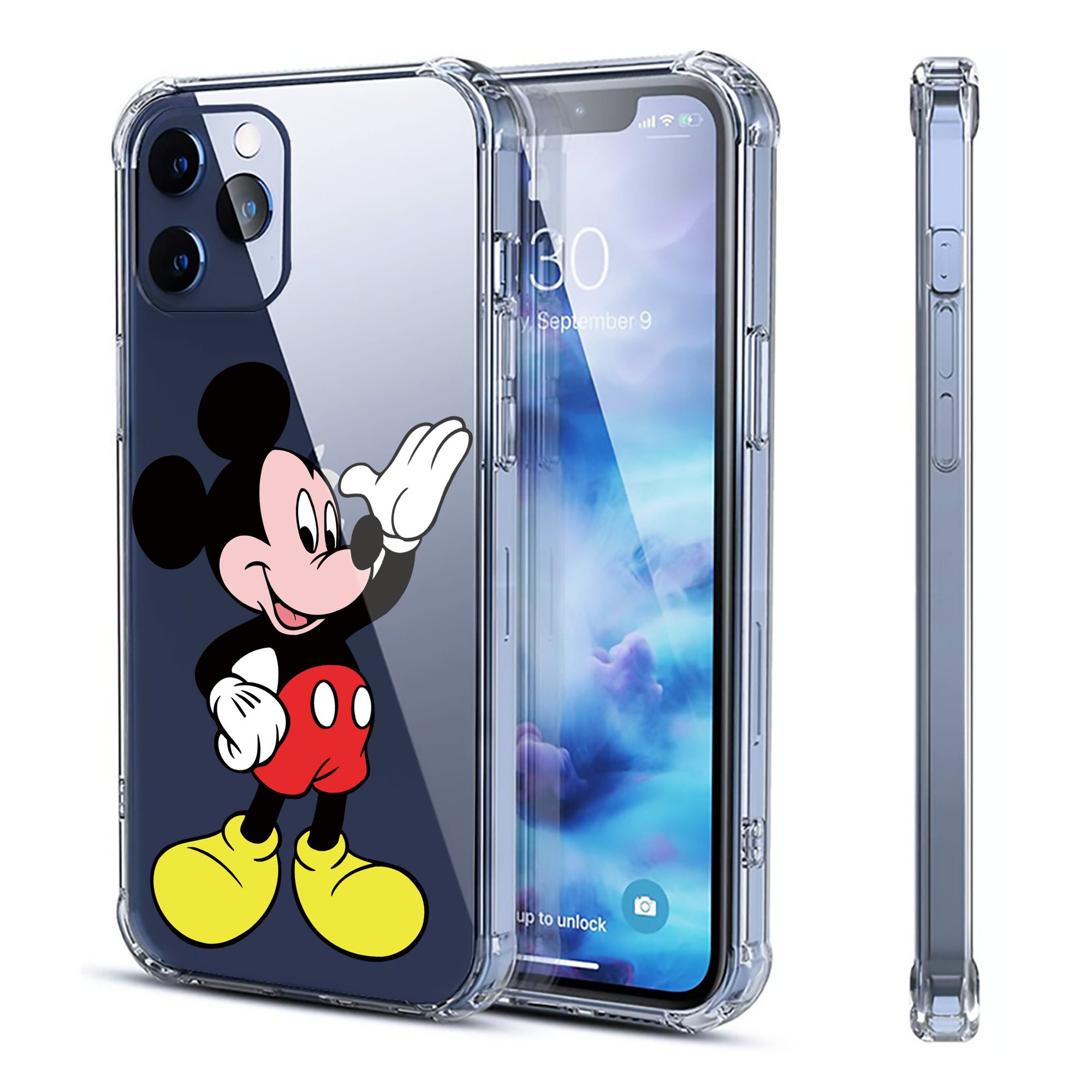 （画像用） ミッキーマウス Mickey Mouse 【iPhone 12シリーズ対応】透明スマホケース（クリアソフトケース）